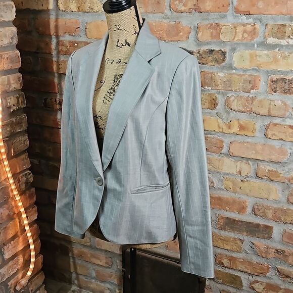 Lafayette 148 Pewter & baby blue pinstriped Blazer size 8 - Picture 3 of 10